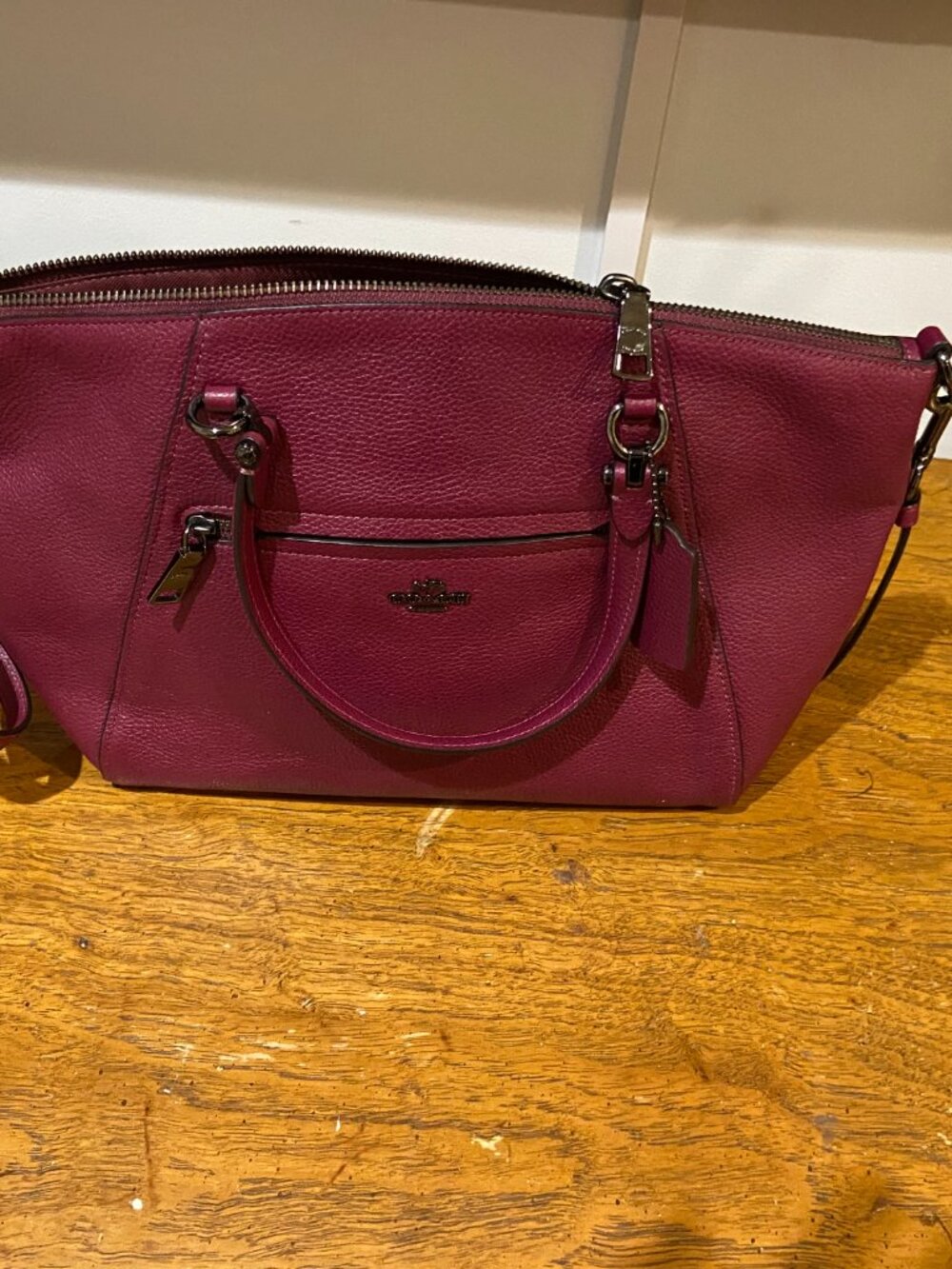 Coach Prairie Satchel in Purple with crossbody strap